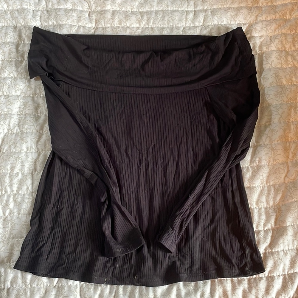 Eloquii Black Ribbed Off Shoulder Top - Size 14/16 NWT
